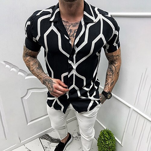 Men's Collar Polo Shirt Shirt Striped Turndown Black Hot Stamping Outdoor Street Short Sleeve Button-Down Print Clothing Apparel Business Casual / Summer / Summer
Men's Collar Polo Shirt Shirt Striped Turndown Black Hot Stamping Outdoor Street Short Sleeve Button-Down Print Clothing Apparel Business Casual / Summer / Summer