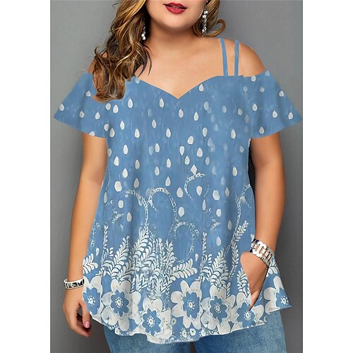 Women's Plus Size Tops Blouse Shirt Floral Cut Out Pocket Short Sleeve V Neck Streetwear Daily Going out Polyester Spring Summer Blue Wine
Women's Plus Size Tops Blouse Shirt Floral Cut Out Pocket Short Sleeve V Neck Streetwear Daily Going out Polyester Spring Summer Blue Wine