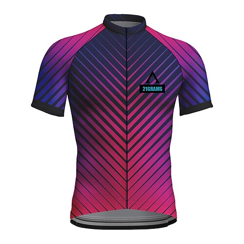 21Grams Men's Cycling Jersey Short Sleeve Bike Top with 3 Rear Pockets Mountain Bike MTB Road Bike Cycling Breathable Quick Dry Moisture Wicking Reflective Strips Green Red Blue Stripes Polyester
21Grams Men's Cycling Jersey Short Sleeve Bike Top with 3 Rear Pockets Mountain Bike MTB Road Bike Cycling Breathable Quick Dry Moisture Wicking Reflective Strips Green Red Blue Stripes Polyester