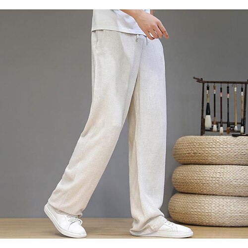Men's Linen Pants Trousers Straight Leg Solid Color Full Length Casual Linen / Cotton Blend Chinese Style Black Light gray / Elasticity
Men's Linen Pants Trousers Straight Leg Solid Color Full Length Casual Linen / Cotton Blend Chinese Style Black Light gray / Elasticity