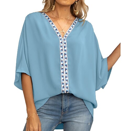 Women's Plain Daily Blouse Short Sleeve V Neck Basic Essential Tops Batwing Sleeve Green White Black S
Women's Plain Daily Blouse Short Sleeve V Neck Basic Essential Tops Batwing Sleeve Green White Black S