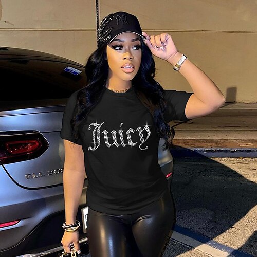 Women's Casual Weekend T shirt Tee Letter Short Sleeve Print Round Neck Basic Tops White Black Gray S
Women's Casual Weekend T shirt Tee Letter Short Sleeve Print Round Neck Basic Tops White Black Gray S