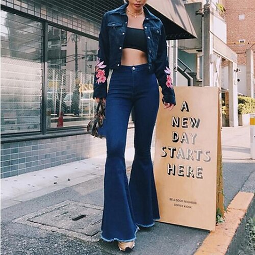 Per donna Jeans Pantaloni a zampa Fondo a campana Pantaloni Denim Blu scuro Azzurro Vita normale Essenziale Pantaloni Ufficio Giornaliero Media elasticità Lunghezza intera All'aperto Tinta unica S M
Per donna Jeans Pantaloni a zampa Fondo a campana Pantaloni Denim Blu scuro Azzurro Vita normale Essenziale Pantaloni Ufficio Giornaliero Media elasticità Lunghezza intera All'aperto Tinta unica S M