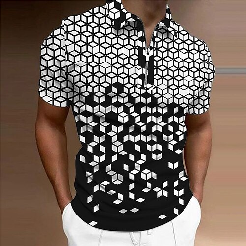 Herre POLO T-skjorte Golf skjorte Geometri Aftæpning Svart 3D-utskrift utendørs Gate Kort Erme Glidelås Trykt mønster Klær Mote Designer Fritid Pustende / Sommer / Vår / Sommer
Herre POLO T-skjorte Golf skjorte Geometri Aftæpning Svart 3D-utskrift utendørs Gate Kort Erme Glidelås Trykt mønster Klær Mote Designer Fritid Pustende / Sommer / Vår / Sommer