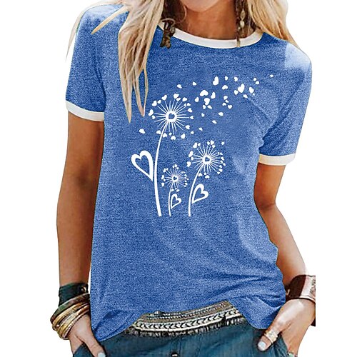 Women's T shirt Tee Green Blue Purple Graphic Dandelion Patchwork Print Short Sleeve Daily Weekend Basic Round Neck Regular S
Women's T shirt Tee Green Blue Purple Graphic Dandelion Patchwork Print Short Sleeve Daily Weekend Basic Round Neck Regular S