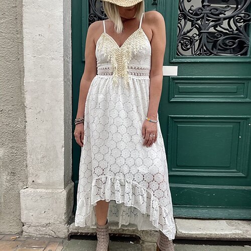 Women's A Line Dress Midi Dress White Beige Sleeveless Pure Color Tassel Fringe Lace Plus High Low Spring Summer V Neck Spaghetti Strap Stylish Elegant 2022 S M L XL XXL
Women's A Line Dress Midi Dress White Beige Sleeveless Pure Color Tassel Fringe Lace Plus High Low Spring Summer V Neck Spaghetti Strap Stylish Elegant 2022 S M L XL XXL