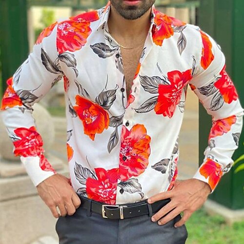 Men's Shirt Floral Turndown Street Casual Button-Down Long Sleeve Tops Casual Fashion Comfortable Beach Light Pink WhiteRed
Men's Shirt Floral Turndown Street Casual Button-Down Long Sleeve Tops Casual Fashion Comfortable Beach Light Pink WhiteRed