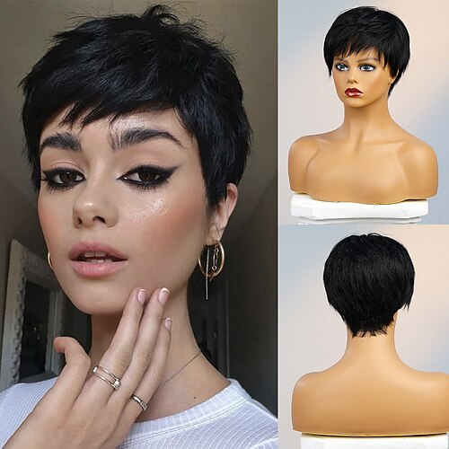 Human Hair Blend Wig Short Natural Straight Pixie Cut Side Part Layered Haircut Asymmetrical Black Burgundy Cosplay Curler & straightener Natural Hairline Capless Brazilian Hair Women's All Natural
Human Hair Blend Wig Short Natural Straight Pixie Cut Side Part Layered Haircut Asymmetrical Black Burgundy Cosplay Curler & straightener Natural Hairline Capless Brazilian Hair Women's All Natural