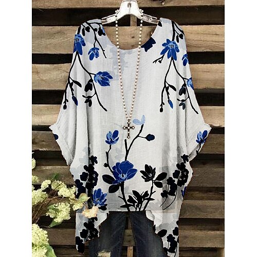 Women's Holiday Beach Floral T shirt Tee Shirt Floral 3/4 Length Sleeve Asymmetric Print Round Neck Casual Beach Tops White S / 3D Print
Women's Holiday Beach Floral T shirt Tee Shirt Floral 3/4 Length Sleeve Asymmetric Print Round Neck Casual Beach Tops White S / 3D Print