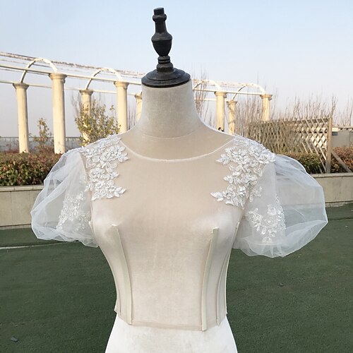 Short Sleeve Bridal / Princess Tulle Wedding / Engagement Party Shawl Wrap / Shawls / Women's Wrap With Rhinestone / Imitation Pearl / Lace
Short Sleeve Bridal / Princess Tulle Wedding / Engagement Party Shawl Wrap / Shawls / Women's Wrap With Rhinestone / Imitation Pearl / Lace