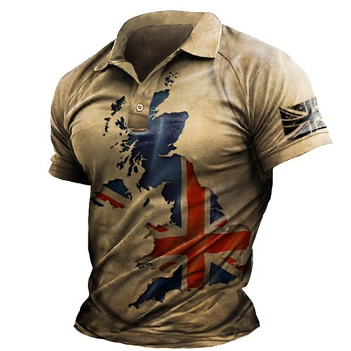 Men's Collar Polo Shirt Golf Shirt National Flag Turndown Green Pink Brown Gray Street Casual Short Sleeve 3D Button-Down Clothing Apparel Fashion Casual Comfortable / Beach
Men's Collar Polo Shirt Golf Shirt National Flag Turndown Green Pink Brown Gray Street Casual Short Sleeve 3D Button-Down Clothing Apparel Fashion Casual Comfortable / Beach