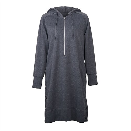 Women's Shift Dress Midi Dress Dark Gray Long Sleeve Solid Color Split Button Spring Summer Hooded Stylish Elegant Casual 2022 S M L XL XXL 3XL
Women's Shift Dress Midi Dress Dark Gray Long Sleeve Solid Color Split Button Spring Summer Hooded Stylish Elegant Casual 2022 S M L XL XXL 3XL