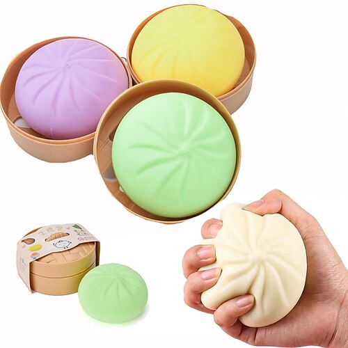 

3pcs Mini Simulation Steamed Buns Squeeze Toys Slow Rising Stress Relief Squishy Toys Antistress Funny Ball Dumpling Bun Model