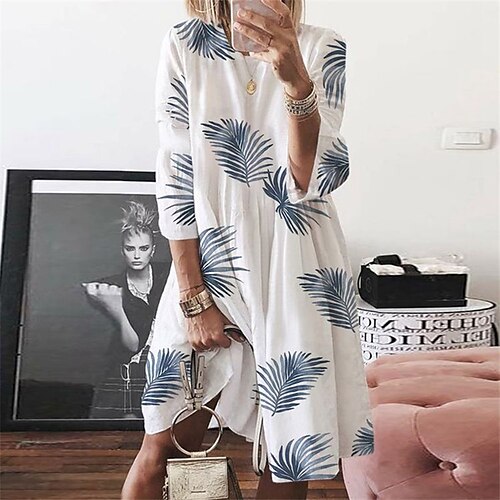 Women's Loungewear Dress Nighty Leaves Fashion Comfort Home Street Polyester Crew Neck Long Sleeve Fall Spring White Blue
Women's Loungewear Dress Nighty Leaves Fashion Comfort Home Street Polyester Crew Neck Long Sleeve Fall Spring White Blue