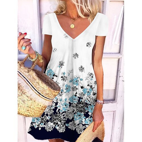 Women's Shift Dress Short Mini Dress Green White Short Sleeve Floral Print Spring Summer V Neck Elegant Casual Vacation 2022 S M L XL XXL 3XL
Women's Shift Dress Short Mini Dress Green White Short Sleeve Floral Print Spring Summer V Neck Elegant Casual Vacation 2022 S M L XL XXL 3XL