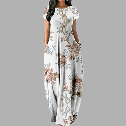 Women's Shift Dress Maxi long Dress White Black Dark Blue Light Blue Short Sleeve Floral Pocket Print Spring Summer Round Neck Stylish Elegant 2022 S M L XL XXL 3XL 4XL 5XL
Women's Shift Dress Maxi long Dress White Black Dark Blue Light Blue Short Sleeve Floral Pocket Print Spring Summer Round Neck Stylish Elegant 2022 S M L XL XXL 3XL 4XL 5XL
