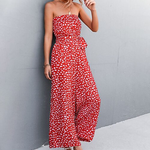 Women's Jumpsuit Backless Print Floral Strapless Casual Holiday Weekend Regular Fit Sleeveless Blue khaki Red S M L Spring
Women's Jumpsuit Backless Print Floral Strapless Casual Holiday Weekend Regular Fit Sleeveless Blue khaki Red S M L Spring