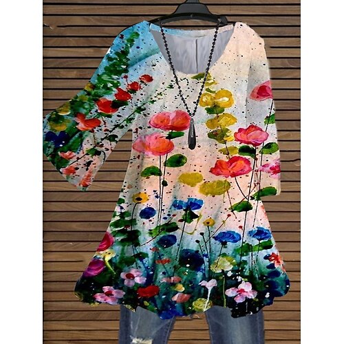 Women's Plus Size Tops Blouse Shirt Floral Print 3/4 Length Sleeve Crewneck Streetwear Daily Holiday Cotton Spandex Jersey Spring Summer Green Blue
Women's Plus Size Tops Blouse Shirt Floral Print 3/4 Length Sleeve Crewneck Streetwear Daily Holiday Cotton Spandex Jersey Spring Summer Green Blue