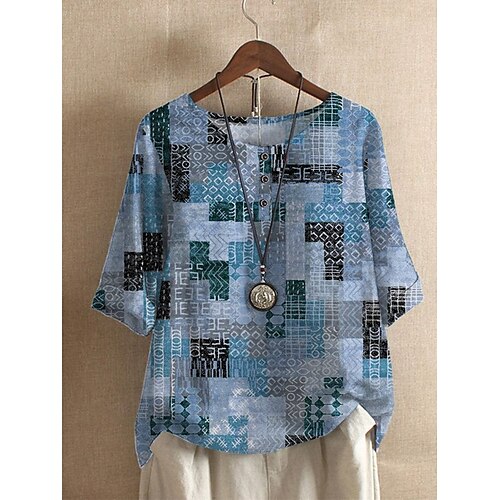 Women's Plaid Daily Geometric T shirt Tee Half Sleeve Print Round Neck Basic Essential Tops Blue Khaki S / 3D Print
Women's Plaid Daily Geometric T shirt Tee Half Sleeve Print Round Neck Basic Essential Tops Blue Khaki S / 3D Print