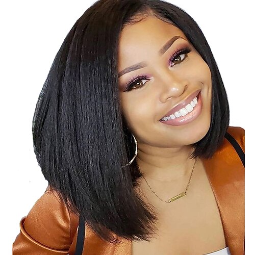 Human Hair 13x4 Lace Front Wig Side Part Brazilian Hair Yaki Straight Black Wig 130% Density with Baby Hair Glueless Pre-Plucked For wigs for black women Medium Length Human Hair Lace Wig
Human Hair 13x4 Lace Front Wig Side Part Brazilian Hair Yaki Straight Black Wig 130% Density with Baby Hair Glueless Pre-Plucked For wigs for black women Medium Length Human Hair Lace Wig