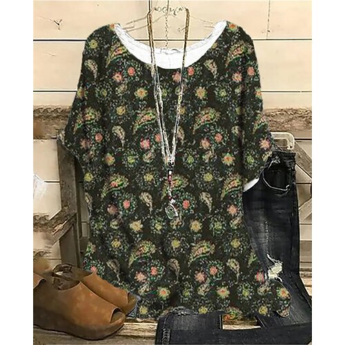 Women's Plus Size Tops Blouse Shirt Floral Print Half Sleeve Crewneck Streetwear Daily Sports Cotton Spandex Jersey Spring Summer Black Yellow
Women's Plus Size Tops Blouse Shirt Floral Print Half Sleeve Crewneck Streetwear Daily Sports Cotton Spandex Jersey Spring Summer Black Yellow