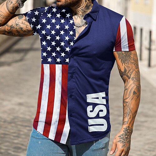 Men's Shirt National Flag Turndown Street Casual 3D Button-Down Short Sleeve Tops Casual Fashion Comfortable Beach Navy Blue
Men's Shirt National Flag Turndown Street Casual 3D Button-Down Short Sleeve Tops Casual Fashion Comfortable Beach Navy Blue