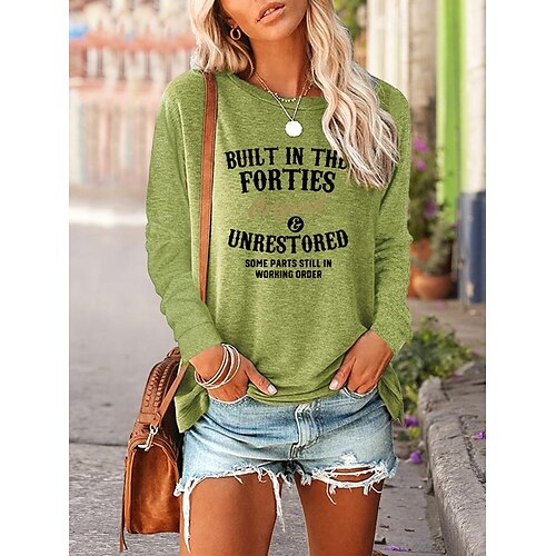 Women's T shirt Tee Letter Casual T shirt Tee Long Sleeve Print Round Neck Hawaiian Loose Green Black Blue S
Women's T shirt Tee Letter Casual T shirt Tee Long Sleeve Print Round Neck Hawaiian Loose Green Black Blue S