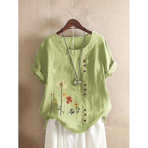 Women's Blouse Plain Flower Casual Daily Weekend Floral Blouse Short Sleeve Patchwork Round Neck Casual Vintage Green White Light Green S
Women's Blouse Plain Flower Casual Daily Weekend Floral Blouse Short Sleeve Patchwork Round Neck Casual Vintage Green White Light Green S