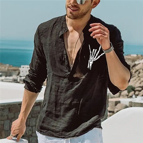 Men's Shirt Hot Stamping Graphic Patterned Skeleton Hand Collar Street Casual Button-Down Print Long Sleeve Tops Designer Casual Fashion Breathable Black / Summer / Spring / Summer
Men's Shirt Hot Stamping Graphic Patterned Skeleton Hand Collar Street Casual Button-Down Print Long Sleeve Tops Designer Casual Fashion Breathable Black / Summer / Spring / Summer