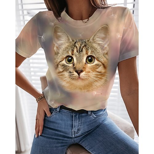 Women's T shirt Tee Yellow Cat 3D Print Short Sleeve Casual Holiday Basic Round Neck Regular 3D Cat Painting S
Women's T shirt Tee Yellow Cat 3D Print Short Sleeve Casual Holiday Basic Round Neck Regular 3D Cat Painting S