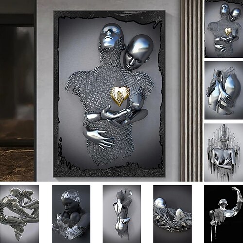 3D Wall Art Love Heart Prints/Posters Metal Sculpture Couple Hug Modern Picture Home Decoration Wall Hanging Gift Rolled Canvas Unframed Unstretched
3D Wall Art Love Heart Prints/Posters Metal Sculpture Couple Hug Modern Picture Home Decoration Wall Hanging Gift Rolled Canvas Unframed Unstretched