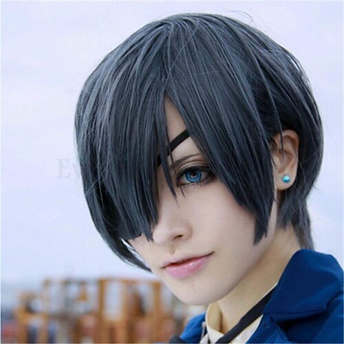 

Patch for Ciel Cosplay Short Grey Mixed Blue Wigs for Kids & Adults