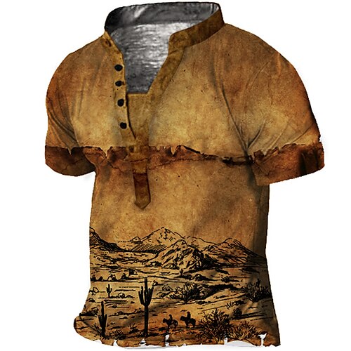 Men's Henley Shirt Tee T shirt Tee 3D Print Graphic Patterned Mountain Plus Size Stand Collar Daily Sports Button-Down Print Short Sleeve Tops Designer Basic Casual Big and Tall Brown / Summer
Men's Henley Shirt Tee T shirt Tee 3D Print Graphic Patterned Mountain Plus Size Stand Collar Daily Sports Button-Down Print Short Sleeve Tops Designer Basic Casual Big and Tall Brown / Summer