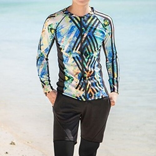 Men's Rash guard Swimsuit UV Sun Protection UPF50 Breathable Long Sleeve Diving Suit Swimsuit 3-Piece Front Zip Swimming Surfing Snorkeling Beach Printed Spring Summer Autumn / Fall / Stretchy
Men's Rash guard Swimsuit UV Sun Protection UPF50 Breathable Long Sleeve Diving Suit Swimsuit 3-Piece Front Zip Swimming Surfing Snorkeling Beach Printed Spring Summer Autumn / Fall / Stretchy