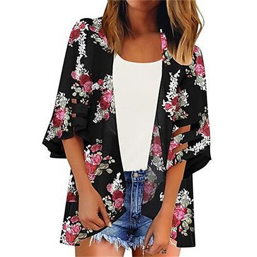 Women's Casual Jacket Street Daily Holiday Spring Summer Regular Coat V Neck Regular Fit Breathable Streetwear Casual Jacket Half Sleeve Floral Stylish UV Protection Black Fuchsia Light Blue / Print
Women's Casual Jacket Street Daily Holiday Spring Summer Regular Coat V Neck Regular Fit Breathable Streetwear Casual Jacket Half Sleeve Floral Stylish UV Protection Black Fuchsia Light Blue / Print
