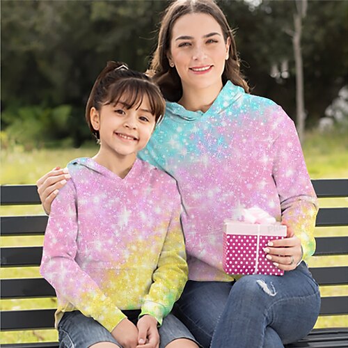 Mommy and Me Hoodie Optical Illusion Sports Outdoor Print Pink Rainbow Long Sleeve Active Matching Outfits
Mommy and Me Hoodie Optical Illusion Sports Outdoor Print Pink Rainbow Long Sleeve Active Matching Outfits