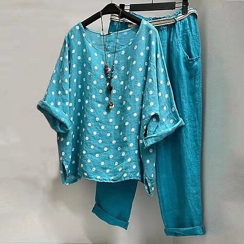Women's Plus Size Curve Tops Set Polka Dot Pocket Half Sleeve Crewneck Streetwear Going out Weekend Polyester Spring Summer Blue Gray
Women's Plus Size Curve Tops Set Polka Dot Pocket Half Sleeve Crewneck Streetwear Going out Weekend Polyester Spring Summer Blue Gray
