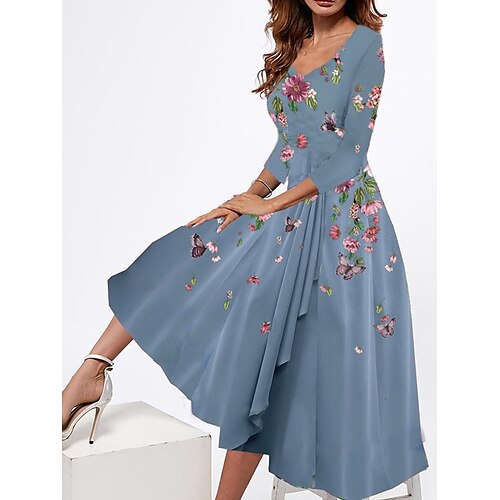 Women's Casual Dress Midi Dress Black Blue Pink 3/4 Length Sleeve Floral Ruched Winter Fall Autumn V Neck 2022 S M L XL XXL 3XL
Women's Casual Dress Midi Dress Black Blue Pink 3/4 Length Sleeve Floral Ruched Winter Fall Autumn V Neck 2022 S M L XL XXL 3XL