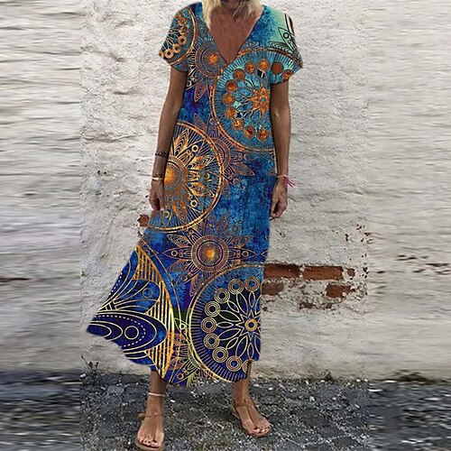 Women's Shift Dress Maxi long Dress Green Blue Yellow Short Sleeve Floral Print Spring Summer V Neck Elegant Casual Vacation 2022 S M L XL XXL 3XL
Women's Shift Dress Maxi long Dress Green Blue Yellow Short Sleeve Floral Print Spring Summer V Neck Elegant Casual Vacation 2022 S M L XL XXL 3XL