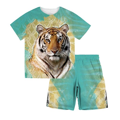 Kids Boys T-shirt Shorts Clothing Set 2 Pieces Short Sleeve Blue Tiger Animal Crewneck Print Street Sports Vacation Fashion Comfort Cool Daily 3-13 Years
Kids Boys T-shirt Shorts Clothing Set 2 Pieces Short Sleeve Blue Tiger Animal Crewneck Print Street Sports Vacation Fashion Comfort Cool Daily 3-13 Years