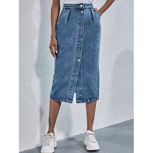 Women's Fashion Skirts Office / Career Casual Daily Denim Solid Colored Split Blue S M L
Women's Fashion Skirts Office / Career Casual Daily Denim Solid Colored Split Blue S M L