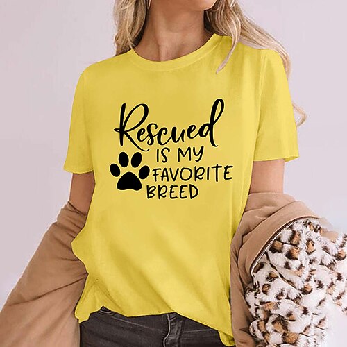 Women's T shirt Tee Green Yellow Fuchsia Text Print Short Sleeve Casual Weekend Basic Round Neck Regular Cotton Animal Painting S
Women's T shirt Tee Green Yellow Fuchsia Text Print Short Sleeve Casual Weekend Basic Round Neck Regular Cotton Animal Painting S