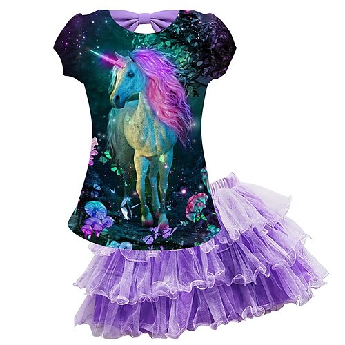 Kids Girls' T-shirt Skirt SkirtSet Clothing Set 2 Pieces Short Sleeve Green Unicorn Animal Mesh Bow Print Street Indoor Vacation Active Casual Fashion Daily Mini 3-10 Years
Kids Girls' T-shirt Skirt SkirtSet Clothing Set 2 Pieces Short Sleeve Green Unicorn Animal Mesh Bow Print Street Indoor Vacation Active Casual Fashion Daily Mini 3-10 Years