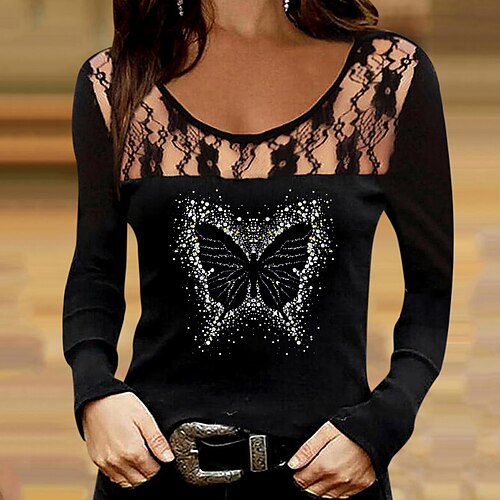 Women's Blouse Shirt Silver Dark Gray Brown Butterfly Star Lace Patchwork Long Sleeve Casual Weekend Streetwear Round Neck Regular S / Cut Out
Women's Blouse Shirt Silver Dark Gray Brown Butterfly Star Lace Patchwork Long Sleeve Casual Weekend Streetwear Round Neck Regular S / Cut Out