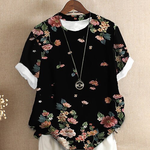 Women's Plus Size Tops T shirt Tee Floral Print Short Sleeve Crewneck Streetwear Daily Sports Cotton Spandex Jersey Spring Summer Green Blue
Women's Plus Size Tops T shirt Tee Floral Print Short Sleeve Crewneck Streetwear Daily Sports Cotton Spandex Jersey Spring Summer Green Blue