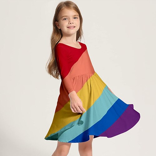 Girls' Swing Dress A Line Dress Long Sleeve Rainbow 3D Printed Graphic Dresses Cute Casual Sweet Above Knee Polyester Dress Spring Fall Kids Daily Holiday Vacation Regular Fit Print
Girls' Swing Dress A Line Dress Long Sleeve Rainbow 3D Printed Graphic Dresses Cute Casual Sweet Above Knee Polyester Dress Spring Fall Kids Daily Holiday Vacation Regular Fit Print