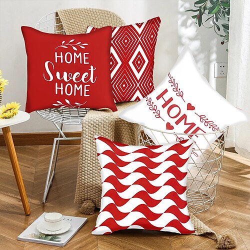 Sweet Home Double Side Cushion Cover 4PC Soft Decorative Square Throw Pillow Cover Cushion Case Pillowcase for Bedroom Livingroom Superior Quality Machine Washable Indoor Cushion for Sofa Couch Be
Sweet Home Double Side Cushion Cover 4PC Soft Decorative Square Throw Pillow Cover Cushion Case Pillowcase for Bedroom Livingroom Superior Quality Machine Washable Indoor Cushion for Sofa Couch Be