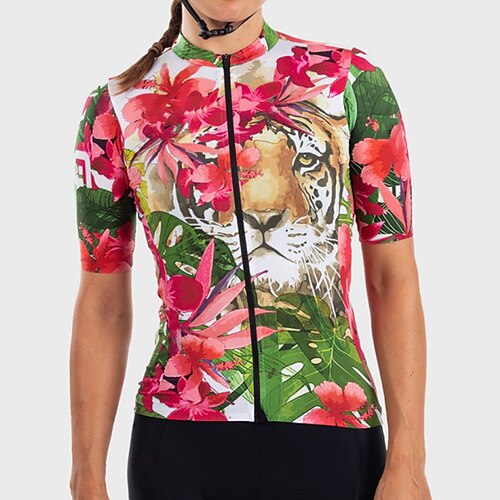 21Grams Women's Cycling Jersey Short Sleeve Bike Top with 3 Rear Pockets Mountain Bike MTB Road Bike Cycling Breathable Quick Dry Moisture Wicking Reflective Strips Green Tiger Floral Botanical
21Grams Women's Cycling Jersey Short Sleeve Bike Top with 3 Rear Pockets Mountain Bike MTB Road Bike Cycling Breathable Quick Dry Moisture Wicking Reflective Strips Green Tiger Floral Botanical