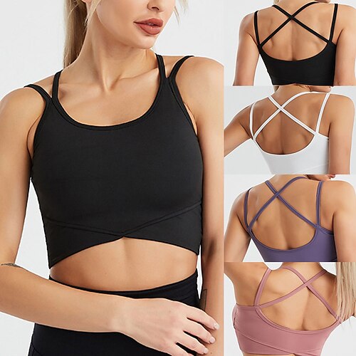 Women's Sports Bra Medium Support Open Back Cross Back Solid Color White Black Yoga Fitness Gym Workout Bra Top Sport Activewear Breathable Quick Dry Comfortable Stretchy Slim / Removable Pad
Women's Sports Bra Medium Support Open Back Cross Back Solid Color White Black Yoga Fitness Gym Workout Bra Top Sport Activewear Breathable Quick Dry Comfortable Stretchy Slim / Removable Pad