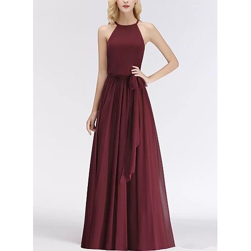 A-Line Mermaid / Trumpet Sheath / Column Evening Dresses Minimalist Dress Engagement Floor Length Sleeveless Jewel Neck Chiffon with Strappy 2022 / Formal Evening
A-Line Mermaid / Trumpet Sheath / Column Evening Dresses Minimalist Dress Engagement Floor Length Sleeveless Jewel Neck Chiffon with Strappy 2022 / Formal Evening